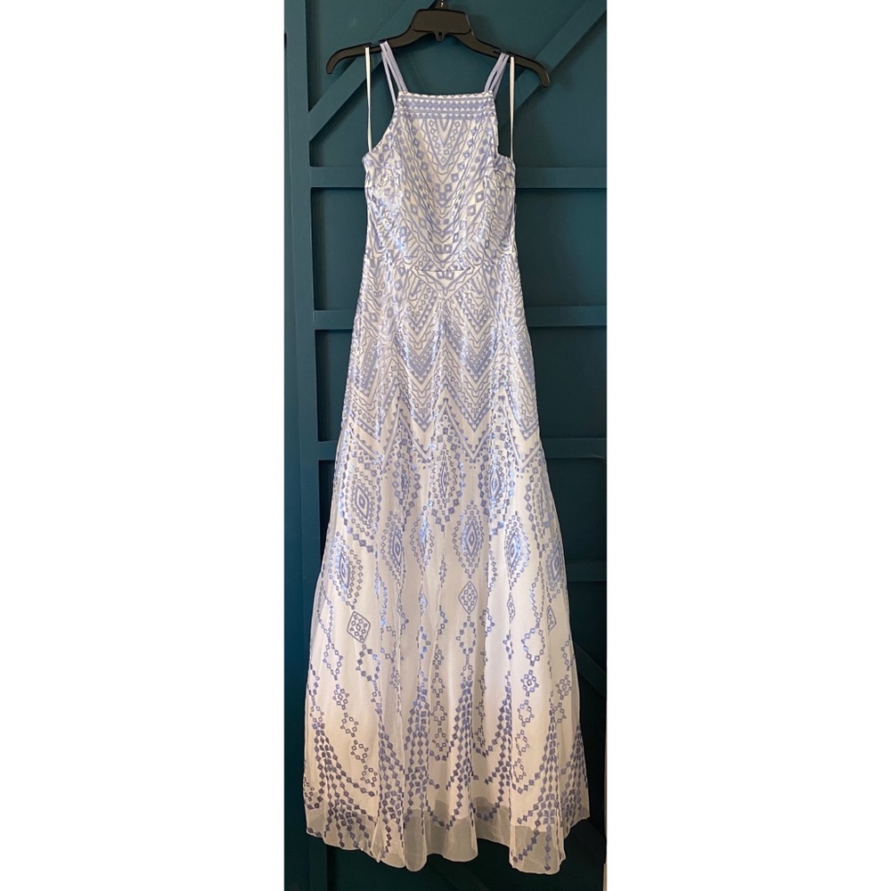 NEW Trixxi Clothing Company Juniors’ Sequin Geo-print Strappy Back Gown